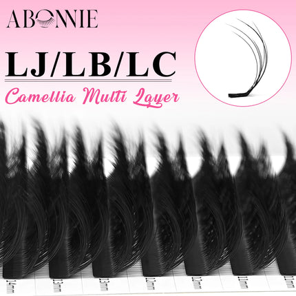 ABONNIE 5D Multi Layer Lashes Camellia Lash Extensions LJ/LB/LC Curl Wild Fluffy Double-Layer Individual Eyelash Extension