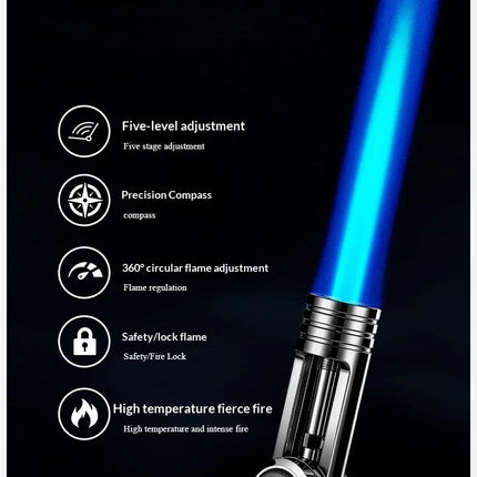 Windproof Super Large Firepower Foldable Compass Spray Gun Lighter, Metal High-temperature Outdoor Barbecue Camping Lighter