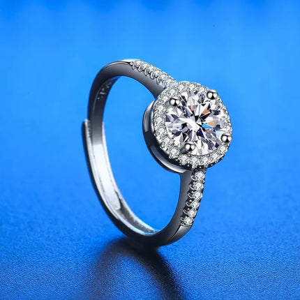 Luxury Women's S925 Silver Rings Fashion Adjustable Size 0.5ct(5mm) GRA Moissanite Ring For Women Jewelry Gift With Boxed