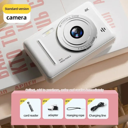Lenovo 4k Digital Camera Retro CCD 50 Million Pixels Auto Focus Entry-level Camera Dual Camera Flash Student CCD Portable Camera