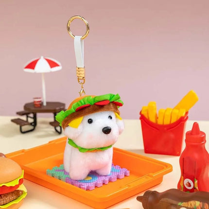 Ultra-Soft PP Cotton Burger Animal Plushie Short Fabric Exquisite Embroidery Kawaii Foodie Key Chain Vivid Realistic Colors