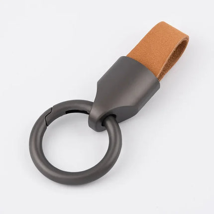 Frosted Cowhide Leather Keychains for Women Men Waist Belt Buckle Carabiner Car Pendant Key Chains Keyring Bag Charm Gifts