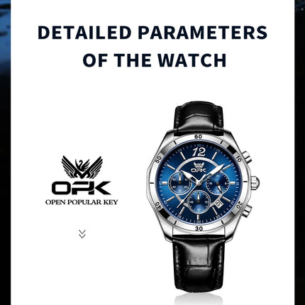 OPK 6066 Man Watch Fashion Original Business Quartz﻿ Wristwatch Waterproof Luminous Week Date Calendar Window Watch For Man