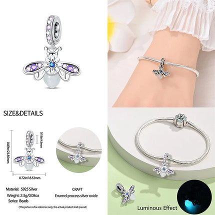 Hot Original 100% 925 Sterling Silver Chameleon Beads Firefly Charms Fit Original Bracelet DIY Jewelry Making Women's Gift