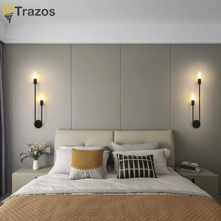 Modern Simple LED Wall Lamp Gold Black Nordic Long Wall Lamp Living Room Bedroom Hallway Corridor Background Interior Decoration
