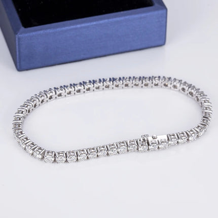 Customized 10K 14K 18K White Gold 3mm 3.5mm Stone Size CVD HPHT Lab Grown Diamond Jewelry Bracelet MSB-505