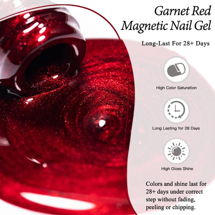 Garnet Red Cat Magnetic Gel Nail Polish Sparkling Glitter Semi Permanent Soak Off UV Gel Varnish For Valentine's Nail Supplies