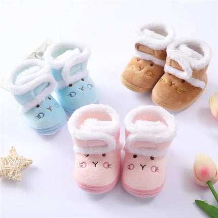 Infant Toddler Baby First Walkers Winter Thick Warm Newborn Shoes For Girls Boys Soft Fashion Bear Baby Boy Girl Shoes 0-9Month