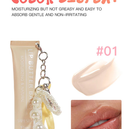 Hose Pearl Chain Lip Butter Balm Glaze Waterproof Lasting Gloss Moisturizing Water Light Mirror Lipstick Shine