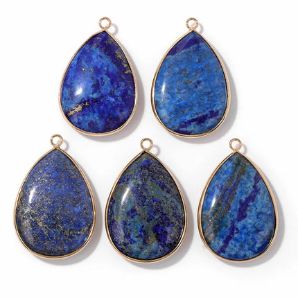 Blue Lapis Lazuli Pendant Gems Cross Hand Oval Shape Natural Stone Lapis Lazuli Charms for Jewelry Making Necklace DIY Bracelet