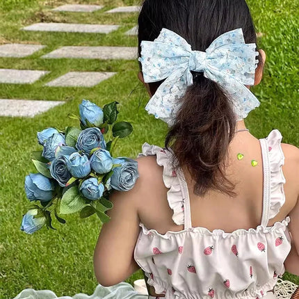 New Floral Print Bow Baby Hair Clips Korean Big Bowknot Sweet Girl Hairpins Princess Barrettes Kids Hair Accessories Photo Props