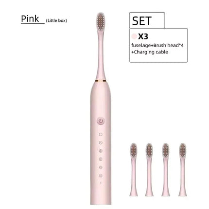 Electric Ultrasonic Toothbrush with Six Speed Modes Soft Bristles USB Charging Waterproof Adult Tooth Cleaner for Home Use Coupl