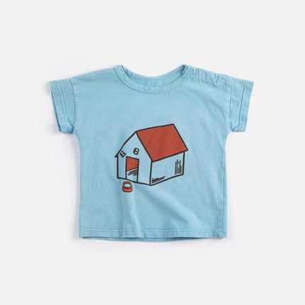 2026 New Spring Summer Children's Costumes Cartoon T Shirts Top Korean Baby Boys Girls Cotton Short Sleeve Shirt Top Clothings