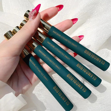Mascara Long Lasting Waterproof Sweatproof Silk Fiber Thick Curling Eyelash Extension Volume Smudge-proof Quick Dry Non-blooming