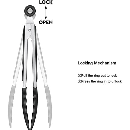 LMETJMA Kitchen Tongs Silicone Food Tongs Non Stick Cooking Serving Tongs For BBQ Salad Steak Pasta Spaghetti Noodles JT302