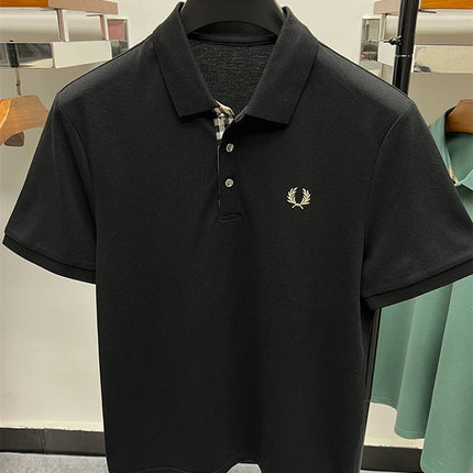 2025 Men's Embroidered Casual Polo Luxury Clothing High-Quality Brand 2024 Cotton Lapel Short Sleeved Summer 100%