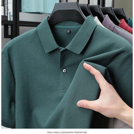 Men's 100% Cotton Polo Shirt - Summer Casual Breathable Tee, 19 Colors, Ideal for Golf and Sports, Business Casual, Silk-Like Finish