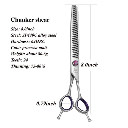 Fenice JP440C 7/8 Inch Professional Pet Dogs Grooming Scissors Straight Curved Thinning Chunker Shear Scissors Set For Dogs