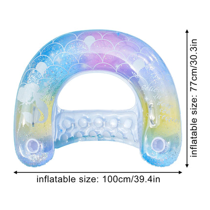 1PC Glitter U-Shaped Inflatable Pool Hammock - Dreamy Floating Lounger Chair for Adults, Summer Water Relaxation