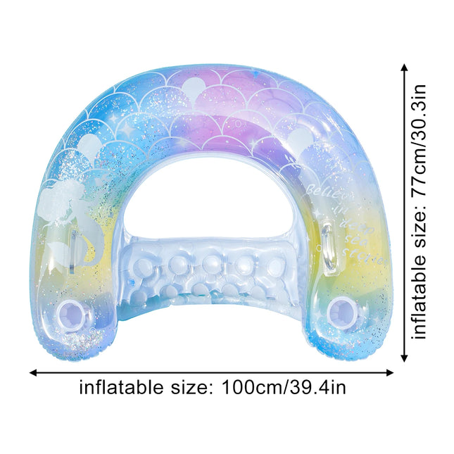 1PC Glitter U-Shaped Inflatable Pool Hammock - Dreamy Floating Lounger Chair for Adults, Summer Water Relaxation