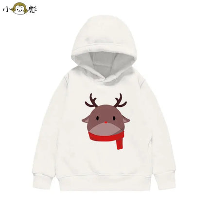 Christmas Reindeer Bear Santa Claus Children Hooded Sweatshirt Boy Girl Autumn Winter Daily Outdoor Casual Loose Warm Sportswear
