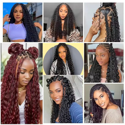 22 inch Synthetic Deep Wave Bulk Synthetic Bohemian Braids Hair Boho Braids Curly Hair Bundles No Weft and Wavy Hair for Women