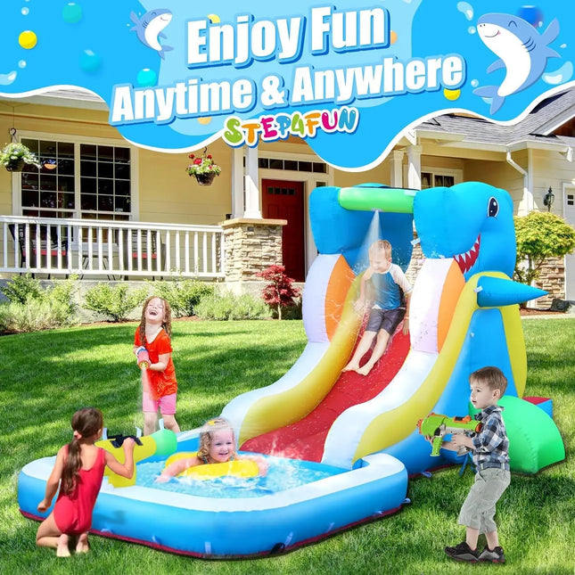 SkyBounce Inflatable Water Slide Bounce House for Kids Backyard Toddler Blow Up Bouncer  Blower Climbing Wall Cannon Party
