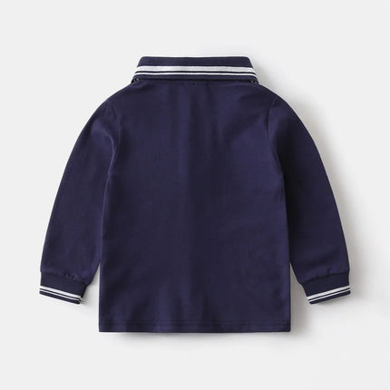 Kids Boys Long Sleeve Tees RAISE Spring 2026 Infant Babys Boys Polo Shirts Loose Bear Embroidery Striped Children Boys Pullovers