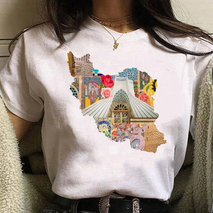 Iran Tshirt Women Harajuku Tshirt Female Funny Clothing Harajuku Sleeve T-shirt Clothing Street Tops Tees Aesthetic Clothes