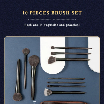 10pcs make up brushes sets Ebony makeup brush animal hair brush set real wool loose powder blush contour eye shadow brush
