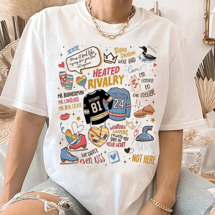 Hot Heated Rivalry Print T Shirt Women Graphic Cartoon Tops Gothic Vintage T-Shirt Fashion Y2k Streetwear Clothing