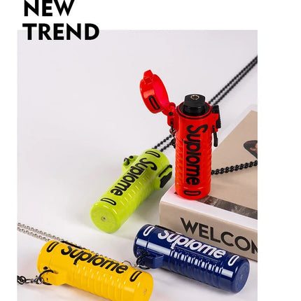 New Outdoor Windproof Pendant Inflatable Lighter Fashion Letter Jet Flame Strong Firepower Portable Lighter Men's Gift