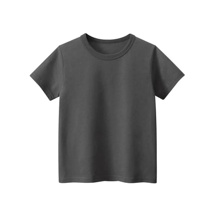 2024 Summer Girls Boys Solid T-Shirts Clothes 100% Pure Cotton Short Sleeve Yellow Red Green Kids UnderShirt Bottoming Clothing