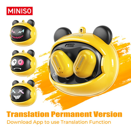 Bear-Themed Design MINISO MS118 Wireless Bluetooth Earphones Ai Translator Headphones for 150+ Languages Noise Canceling Earbuds