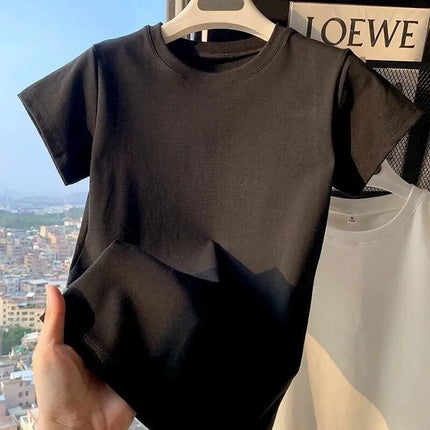 Spring Summer New Short Sleeve T-Shirt Women Solid Simple Casual Soft All-Match Hot Basic Slim Tops Tees Summer Fashion 2025
