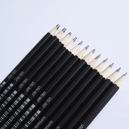 12pcs/set Drawing Pencil Pre-sharped Metal Box Packed 2H-8B Graphite Pencil Set for School Office Stationery Art Sketch Supplies