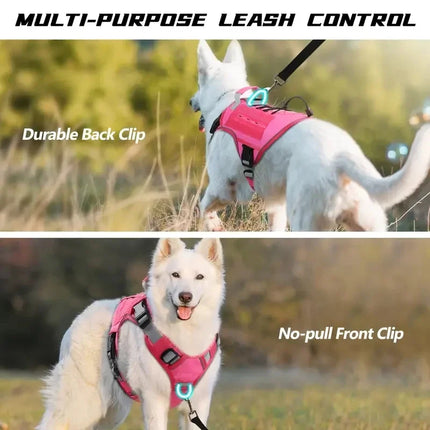Adjustable No-Pull Tactical Dog Harness with Handle, Reflective Military Vest for Large Dogs, Labrador