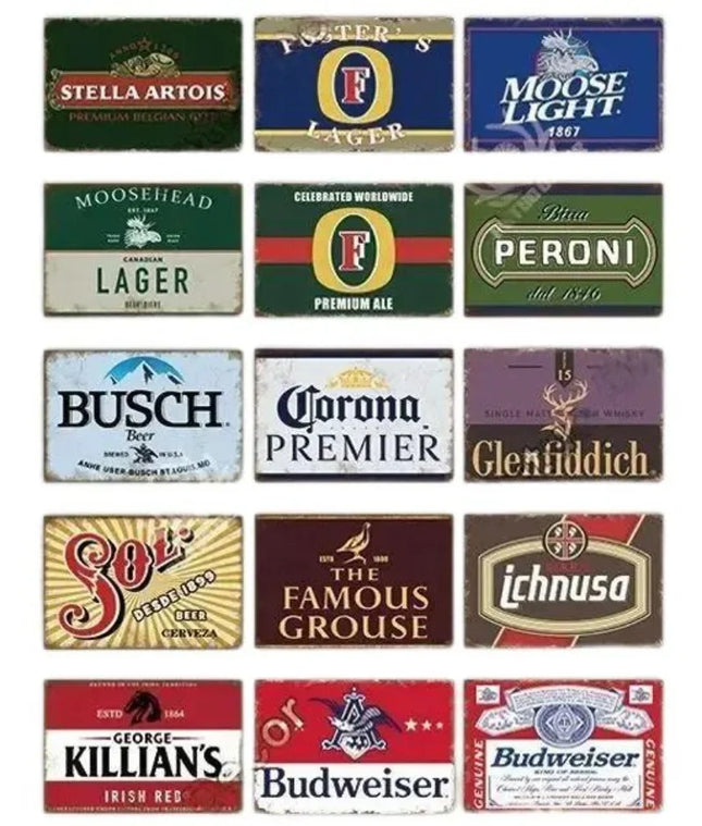 Vintage Corona Budweiser Beer Retro Metal Tin Signs Bar Man Cave Tavern Wall Decor