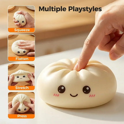 Squishes Stress Balls Fidget Sensory Toys Simulation Food Squishies Bun with Steamer Squeeze Dough Ball Gifts