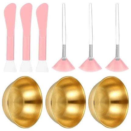 D0AB Pack of 9 Complete Face Mask Mixing Bowl and Tool Set for Handmade Skincare