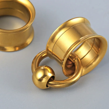 2PC/Set Stainless Steel Round Ear Gauges Plugs Expander Ear Hangers Tunnel Piercing Women Body Jewelry Stretcher Studs