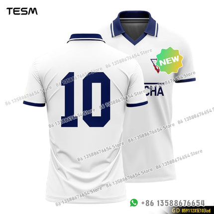TESM Summer Vintage POLO Shirt Men Stripe Sports V-neck T-shirt Street Trendy Short Sleeve 3D HD Print T-shirt
