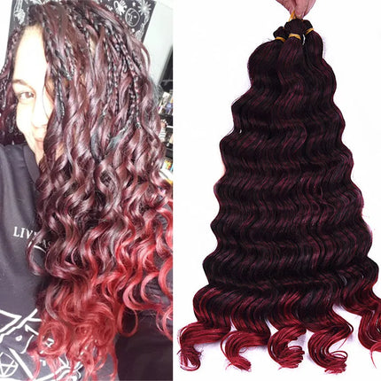 20“Deep Curly Synthetic Hair Deep Wave Bulk Crochet Braid Black Ombre Blue Brown Gray Green Purple Color Twist Braiding Hair