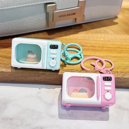 LED Appliance Charm Simulation Microwave Keychain  - Cute Mini Light-Up Kitchen Toy Funny Gift for Food Lovers