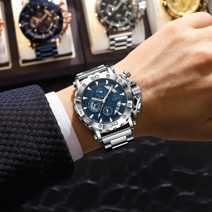 POEDAGAR Luxury Watch For Men Calendar Luminous Waterproof Man Clock Male Chronograph Stainless Steel Men's Quartz Watches Reloj