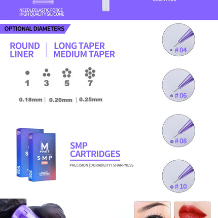 Mast PRO Tattoo Cartridge Needles SMP Art Makeup Needle 1RL 3RL Round Liner Permanent Makeup for Eyeliner Lip Tattoo Supplies