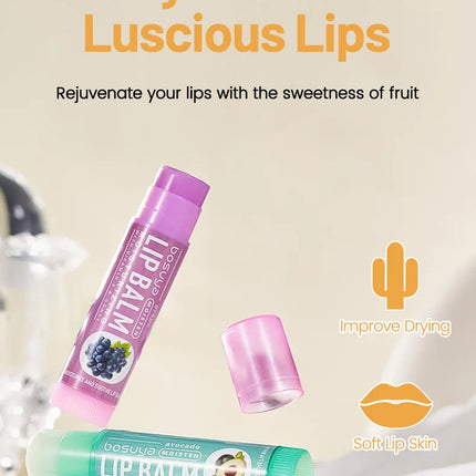 24Pcs Fruit Series Lip Balm Set Honey Grape Avocado Moisturizing Repair Anti-Cracked Non-sticky Lip Balm for Lips Skin Care