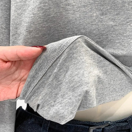 One Shoulder Cotton Slant Shoulder Long Sleeve Women's Interior-Style Wide Truffle Shoulder Base Autumn Winter Shirt