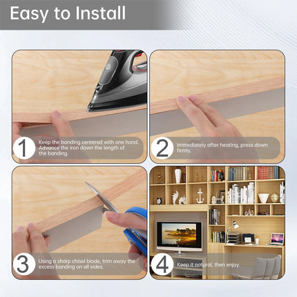 1.9cm/5cm x15M Hot Melt Adhesive Furniture Tape Melamine Edge Banding Strip/ Real Wood Pre Glued Veneer Sheet Cabinet Edge Decor