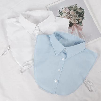 Women's Spring Fall Cotton White Vertical Small Lapel Versatile Shirt Jumper Fashion Fake Collars Clothing Accessories